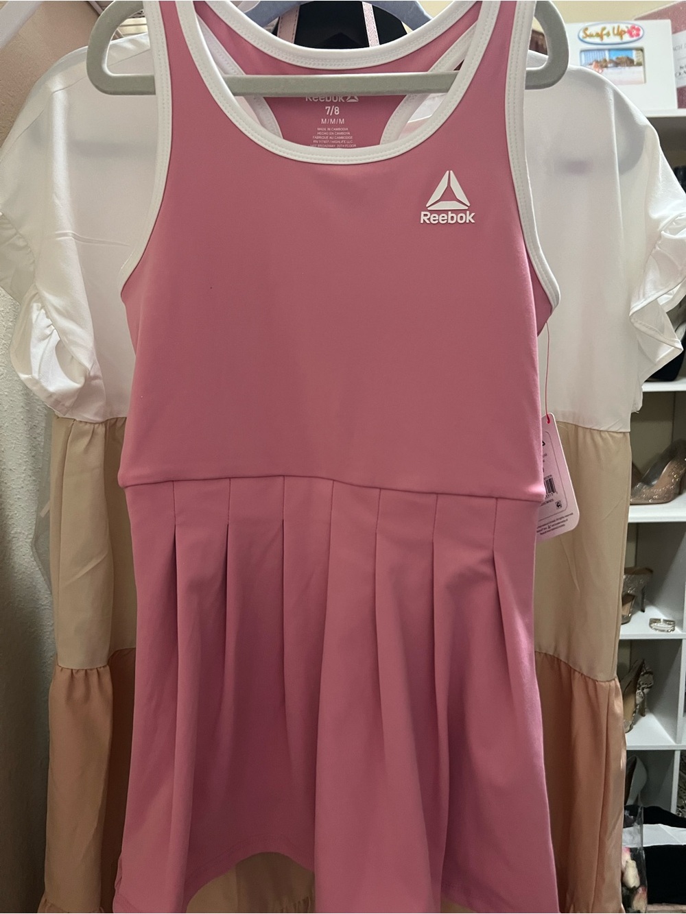 Reebok Pink Pleated Athletic Tennis Dress with White Trim